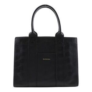 Balenciaga Monogram Handbag Black Leather Open